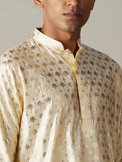 Men's Gold Viscose Straight Kurta Pyjama Set