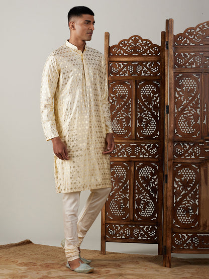 Men's Gold Viscose Straight Kurta Pyjama Set