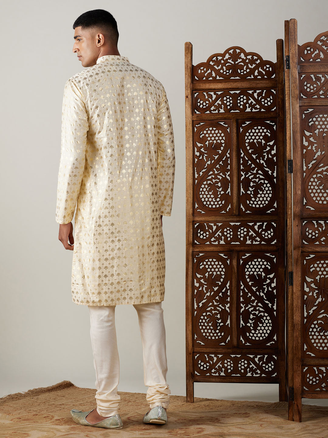 Men's Gold Viscose Straight Kurta Pyjama Set