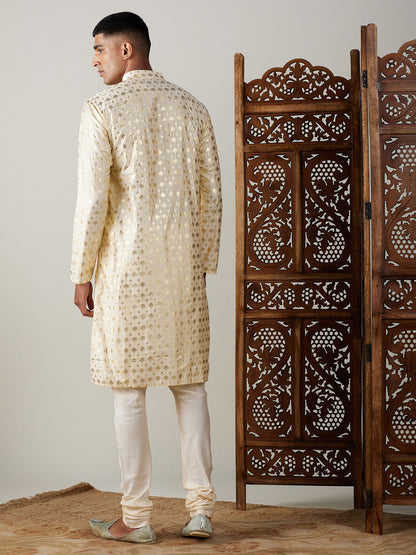 Men's Gold Viscose Straight Kurta Pyjama Set