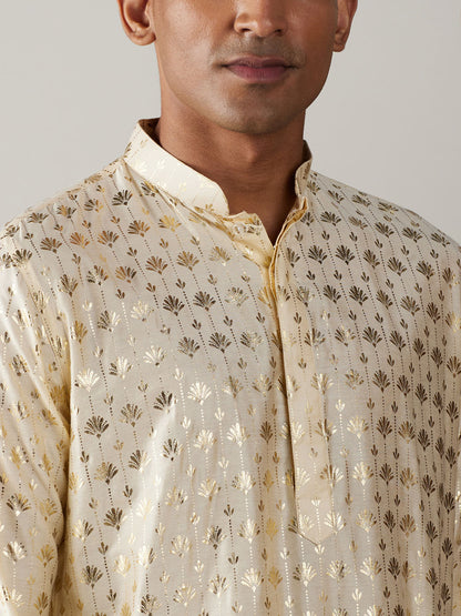 Men's Gold Viscose Straight Kurta Pyjama Set