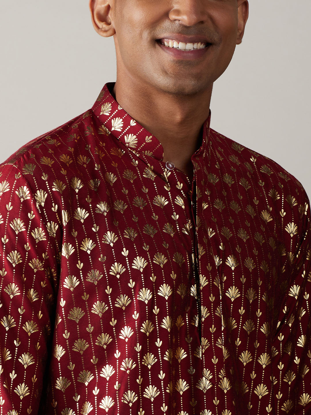 Men's Maroon Viscose Straight Kurta Pyjama Set