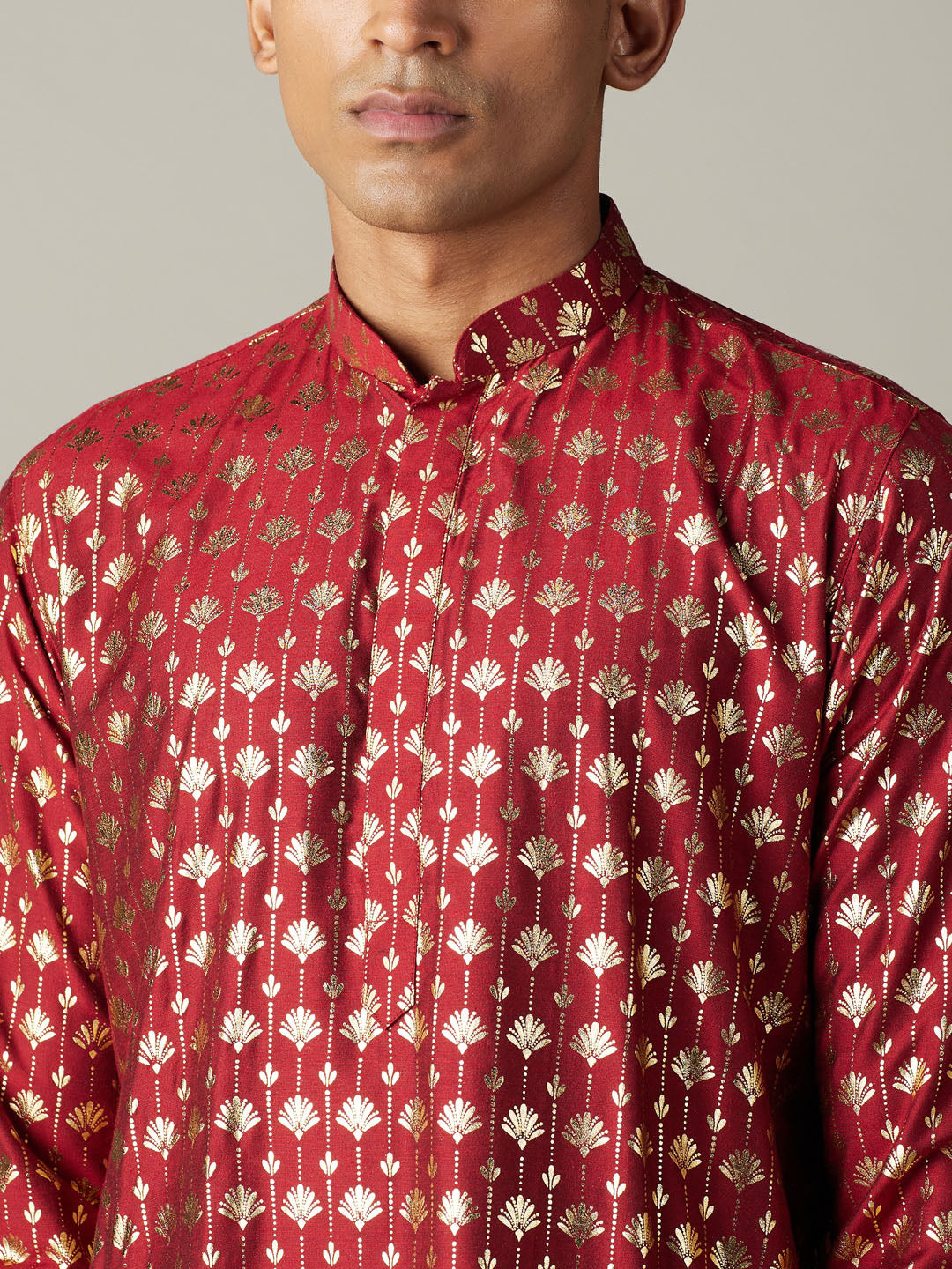 Men's Maroon Viscose Straight Kurta and Patiala Set