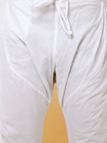 Men's Cream Cotton Straight Kurta Pyjama Set