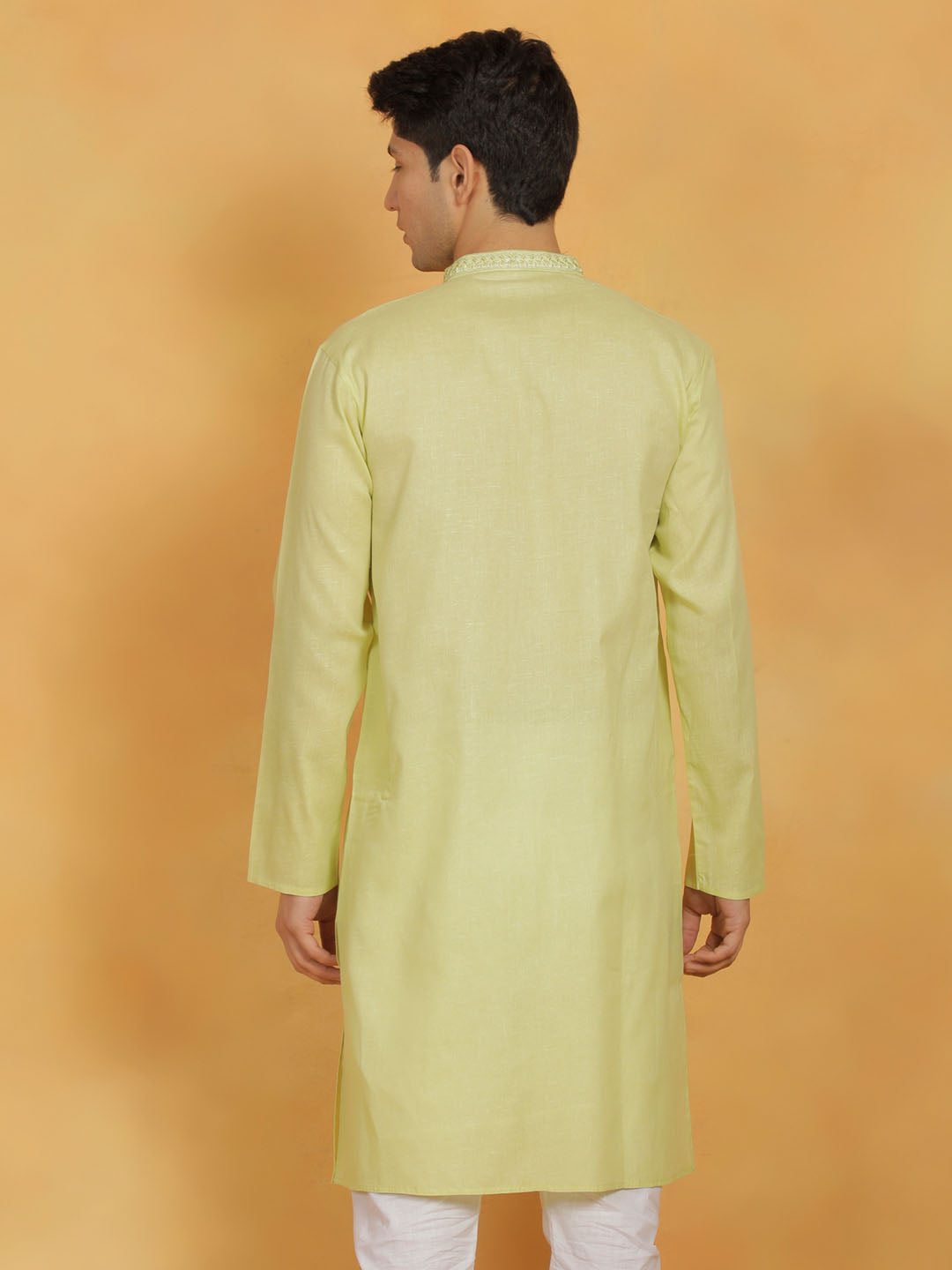 Men's Mint Green Cotton Straight Kurta