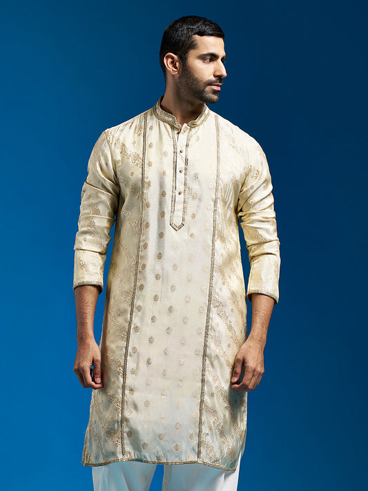 Men's Tissue  Banarasi Tissue Straight Kurta And Patiala Set