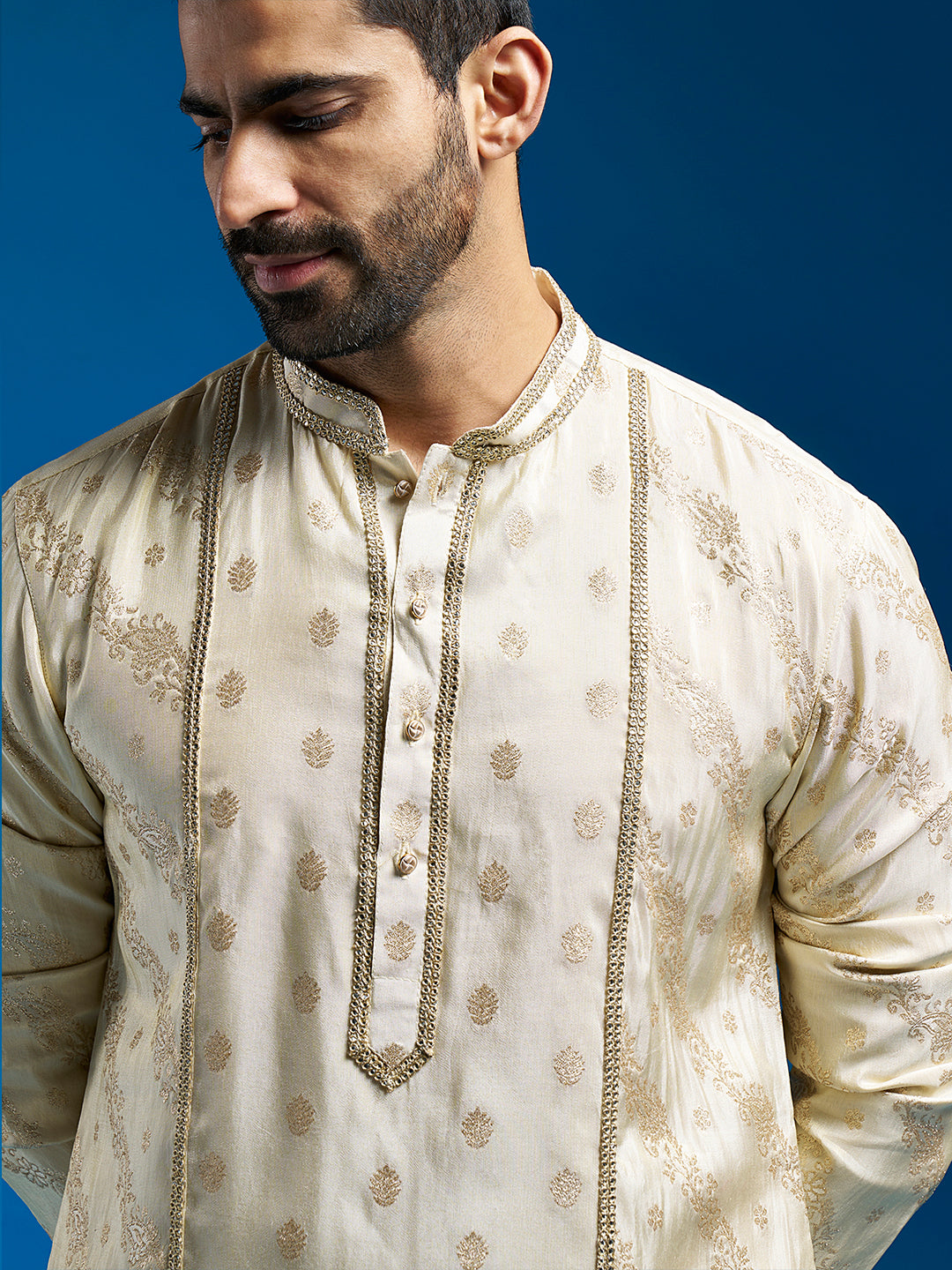 Men's Tissue  Banarasi Tissue Straight Kurta And Patiala Set