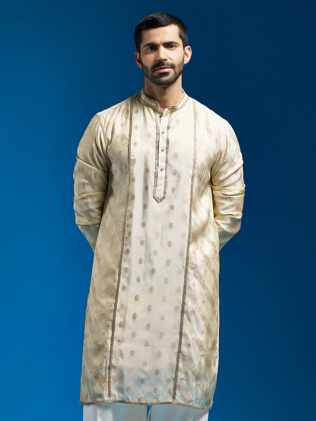 Men's Tissue  Banarasi Tissue Straight Kurta And Patiala Set