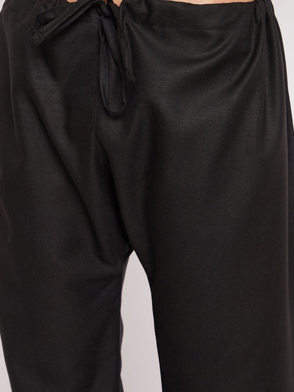 Men's Black Cotton Blend Straight Kurta Pyjama Set