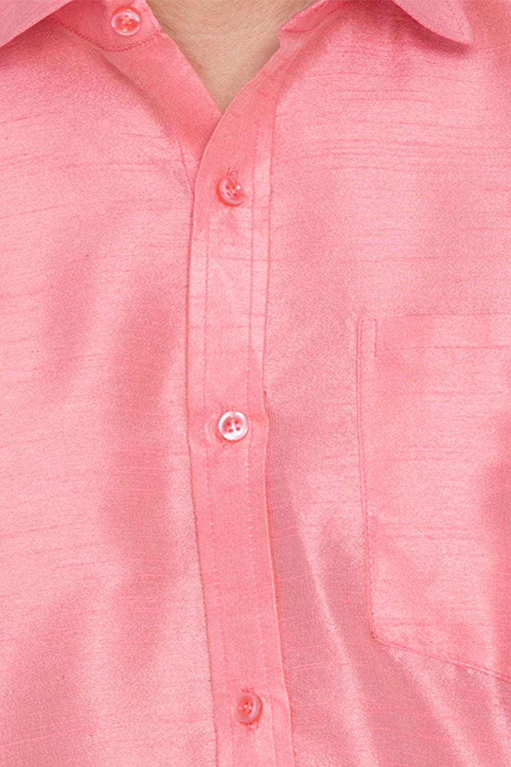 Men's Pink Silk Blend Straight Ethnic Shirt