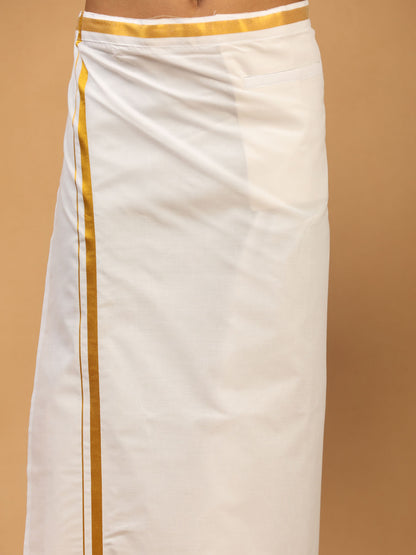 Men's Purple Silk Blend Straight Shirt And Mundu