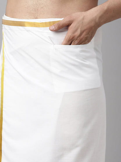 Men's MulticolorBaseBeige Muslin Straight Shirt And Mundu