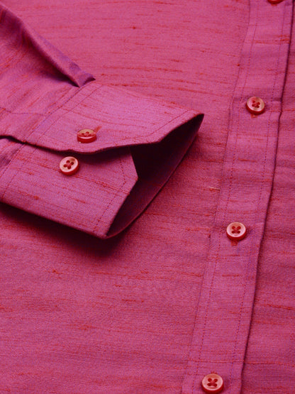 Men's Purple Silk Blend Straight Ethnic Shirt
