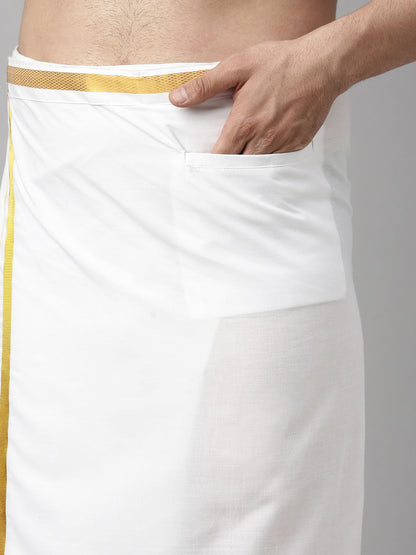 Men's Coffee Silk Blend Straight Shirt And Mundu