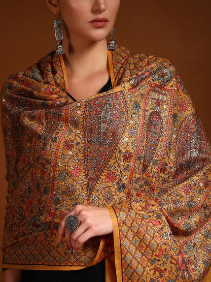 Dhiyona PA Women Ethnic Motifs Embroidered Shawl