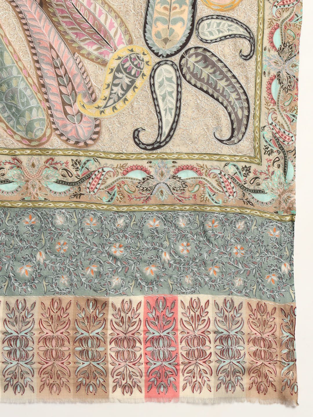 Dhiyona PA Ethnic Motifs Embroidered Woollen Shawl