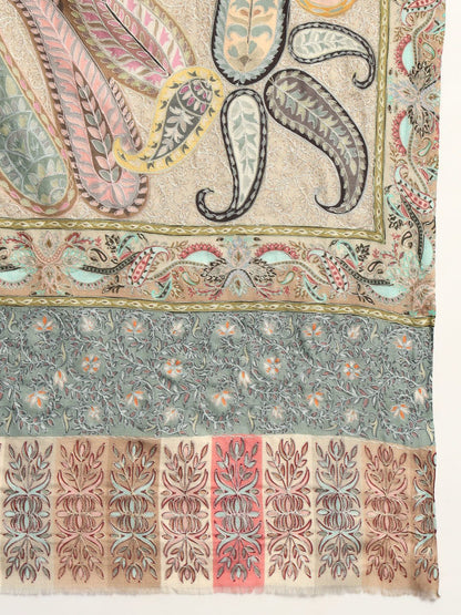 Dhiyona PA Ethnic Motifs Embroidered Woollen Shawl