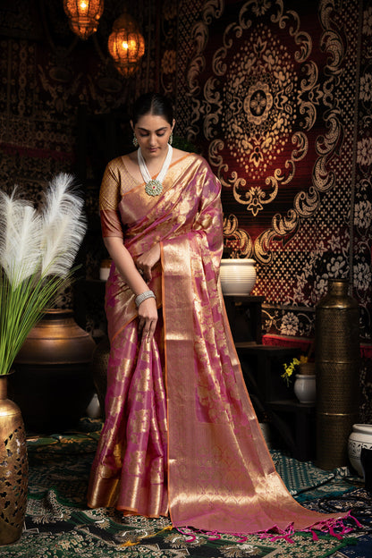 Dhiyona GR Women's Vedika Purple Jimmi Choo Zari Woven Saree