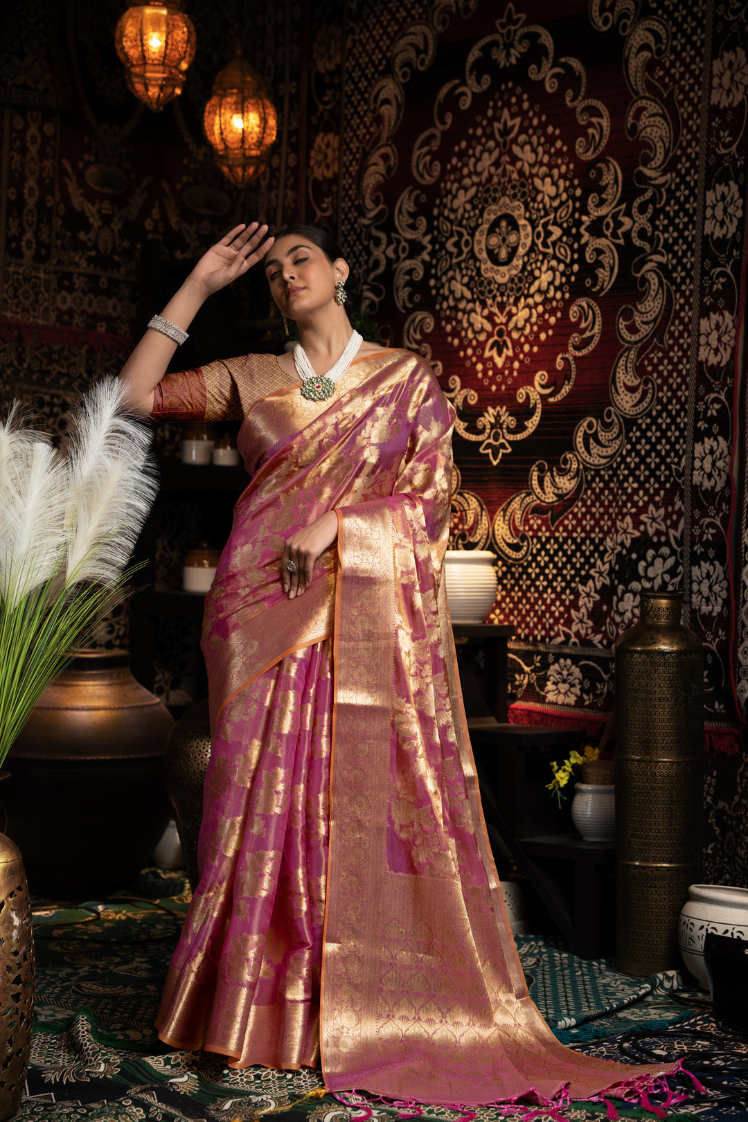 Dhiyona GR Women's Vedika Purple Jimmi Choo Zari Woven Saree
