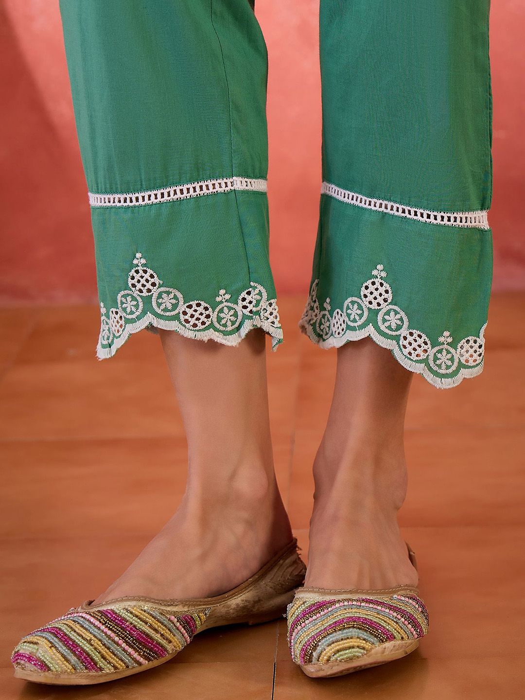 Dhiyona SN Women's Floral Embroidered Cotton Kurta with Trousers & Dupatta