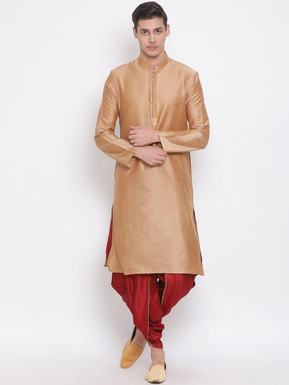 Men's Maroon Silk Blend Regular Dhoti