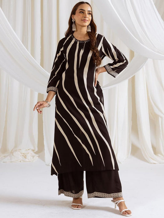 Dhiyona IS Women's Women Striped Kurta with Palazzo
