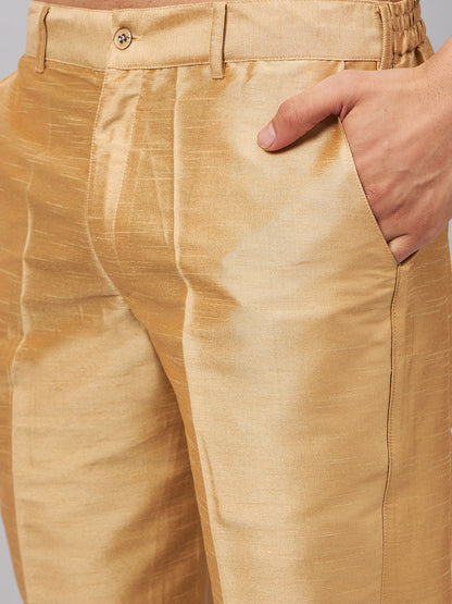 Men's Beige Silk Blend Straight Sherwani Set