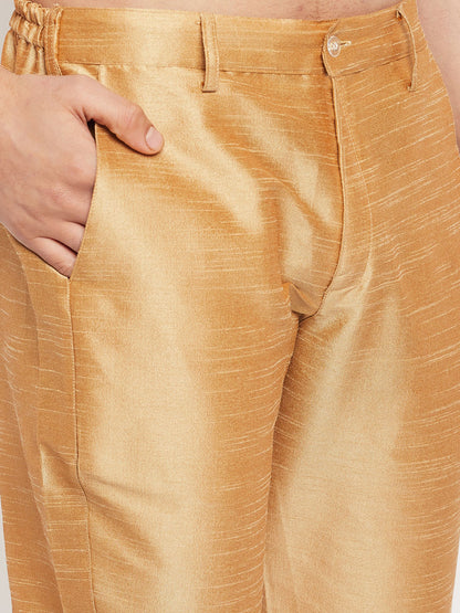 Men's Pink Silk Blend Straight Jacket  Kurta and Pyjama Set