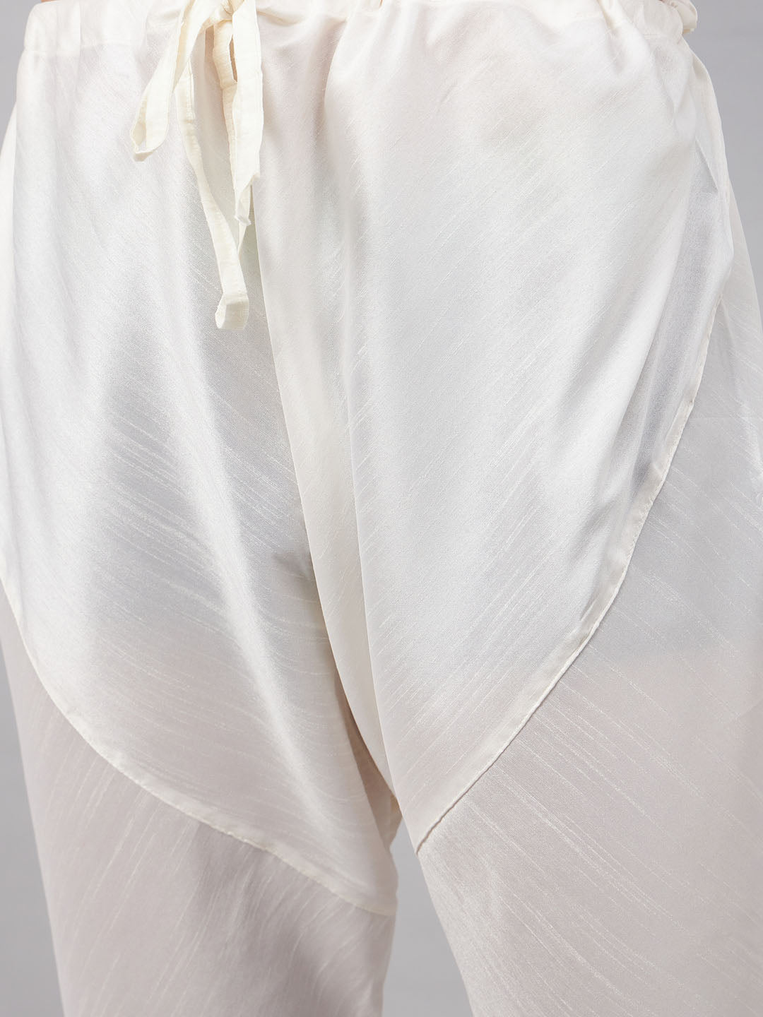 Men's Cream Silk Blend Straight Jacket  Kurta and Pyjama Set