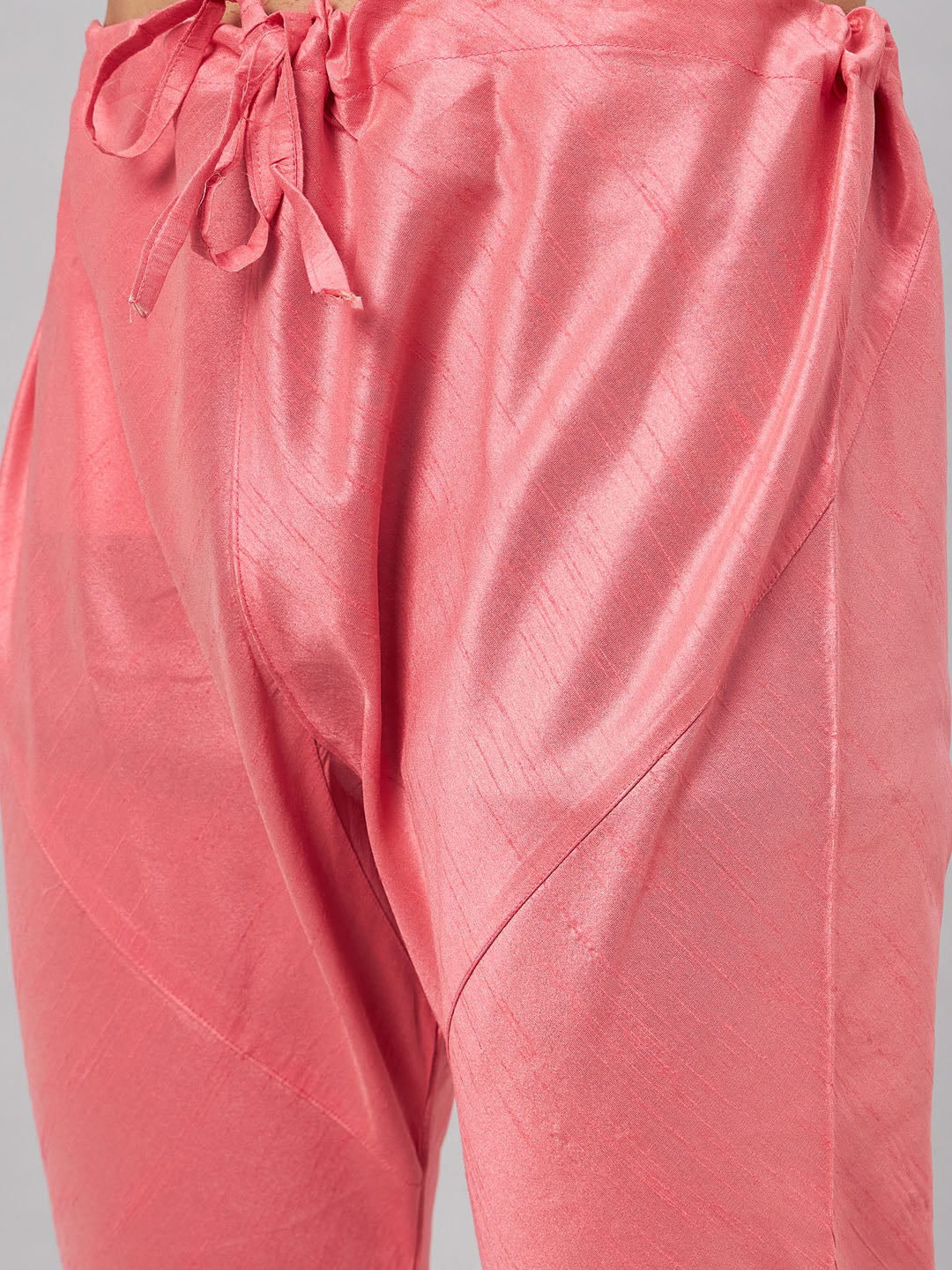 Men's Pink Silk Blend Straight Jacket  Kurta and Pyjama Set