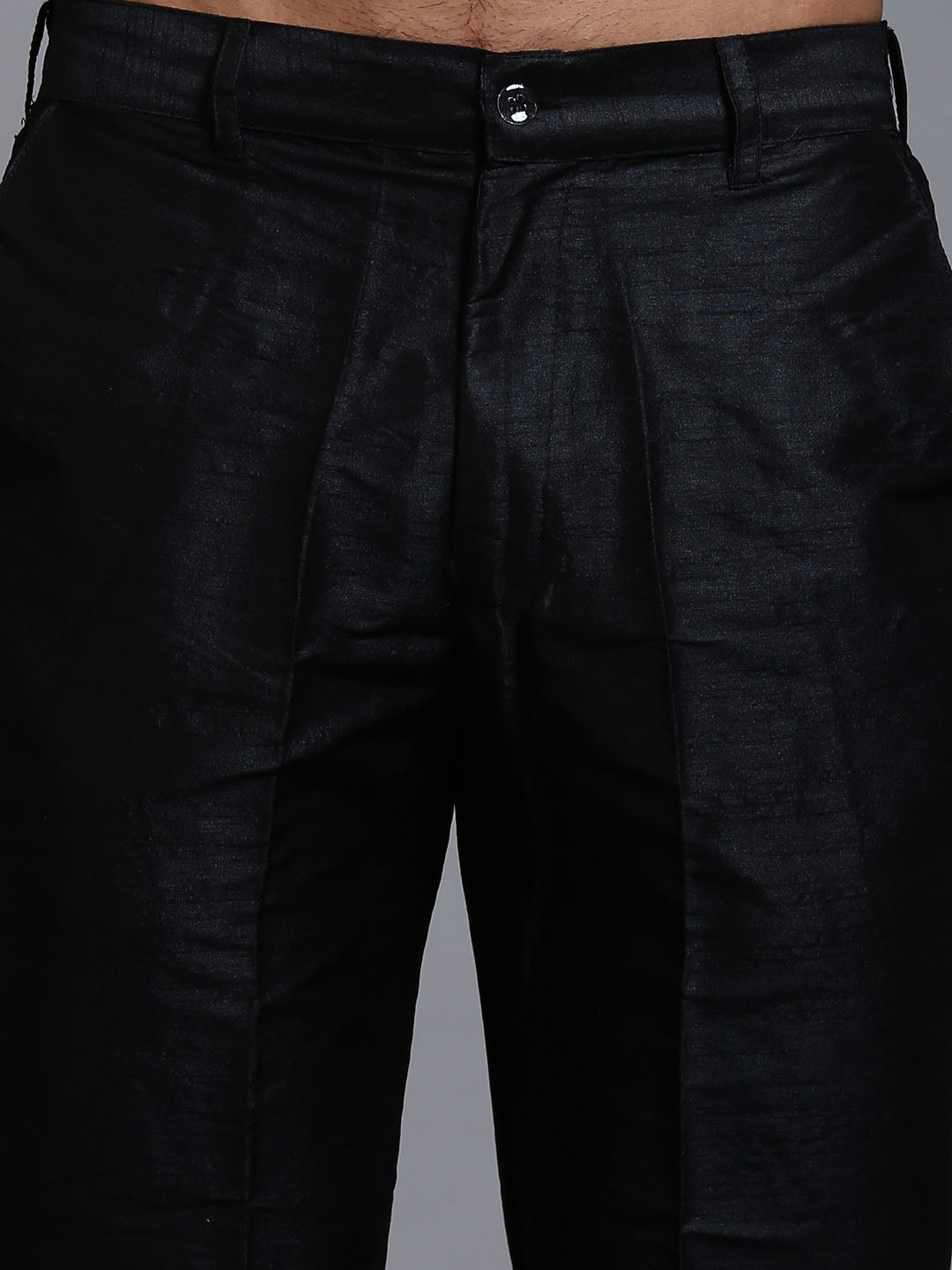 Men's Black Silk Blend Straight Jacket  Kurta and Pyjama Set