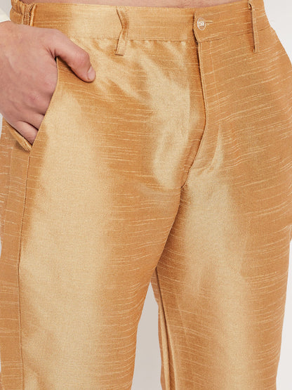 Men's Cream Silk Blend Straight Kurta Pyjama Set