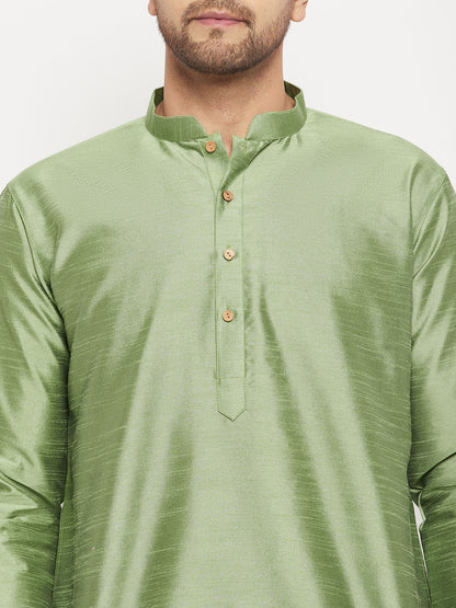 Men's Mint Green Silk Blend Straight Kurta Pyjama Set