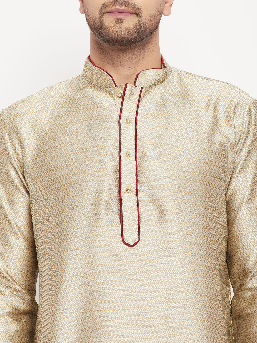 Men's Beige Silk Blend Straight Kurta Pyjama Set