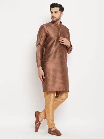Men's Maroon Silk Blend Straight Kurta Pyjama Set