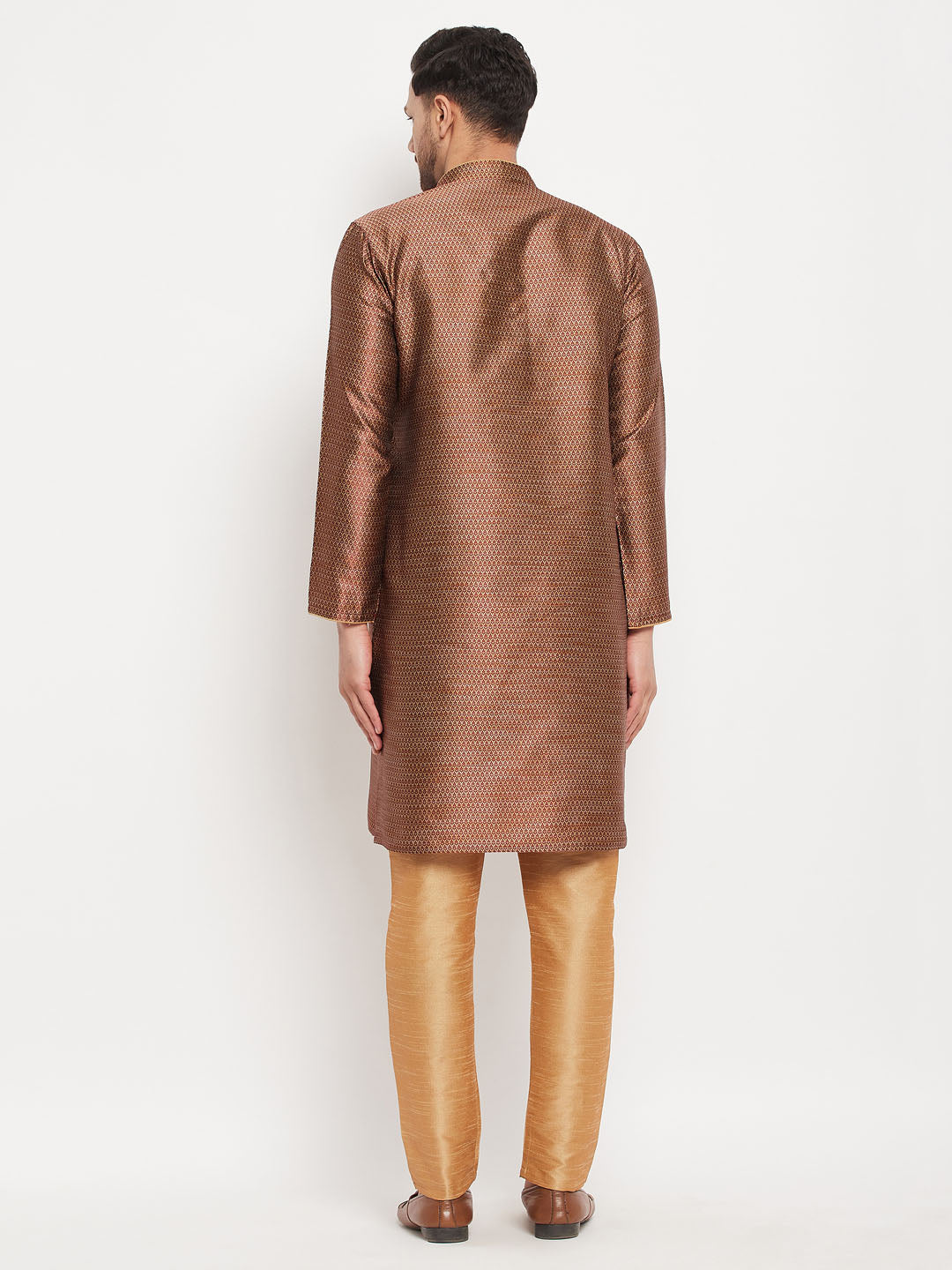 Men's Maroon Silk Blend Straight Kurta Pyjama Set