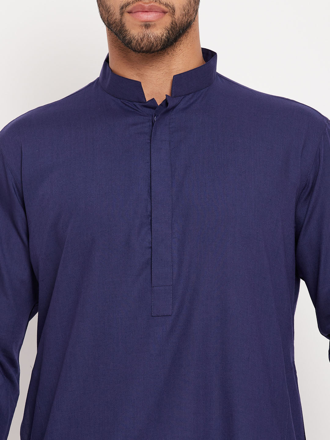 Men's Blue Cotton Blend Straight Kurta Pyjama Set