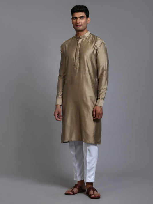 Men's Green Cotton Blend Straight Kurta Pyjama Set