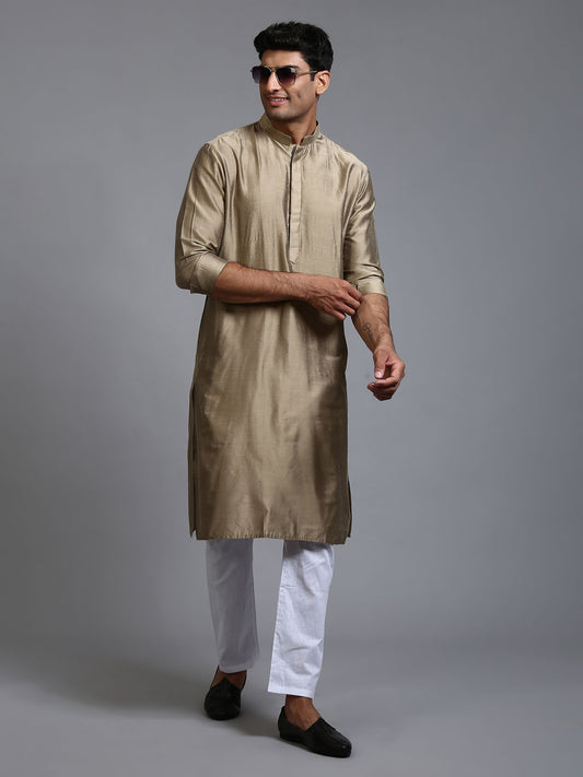 Men's Green Cotton Blend Straight Kurta Pyjama Set