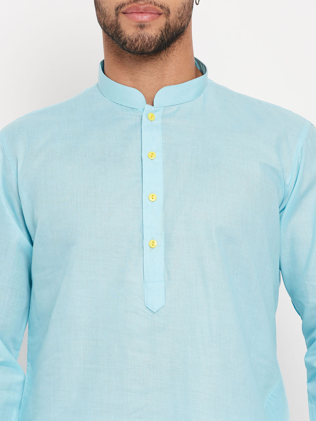 Men's Aqua Cotton Straight Kurta Pyjama Set