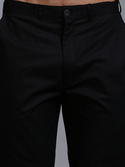 Men's Black Cotton Blend Straight Kurta Pyjama Set