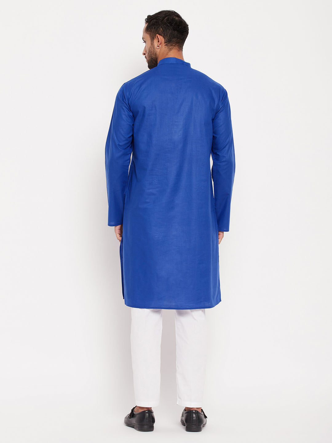 Men's Blue Cotton Straight Kurta Pyjama Set