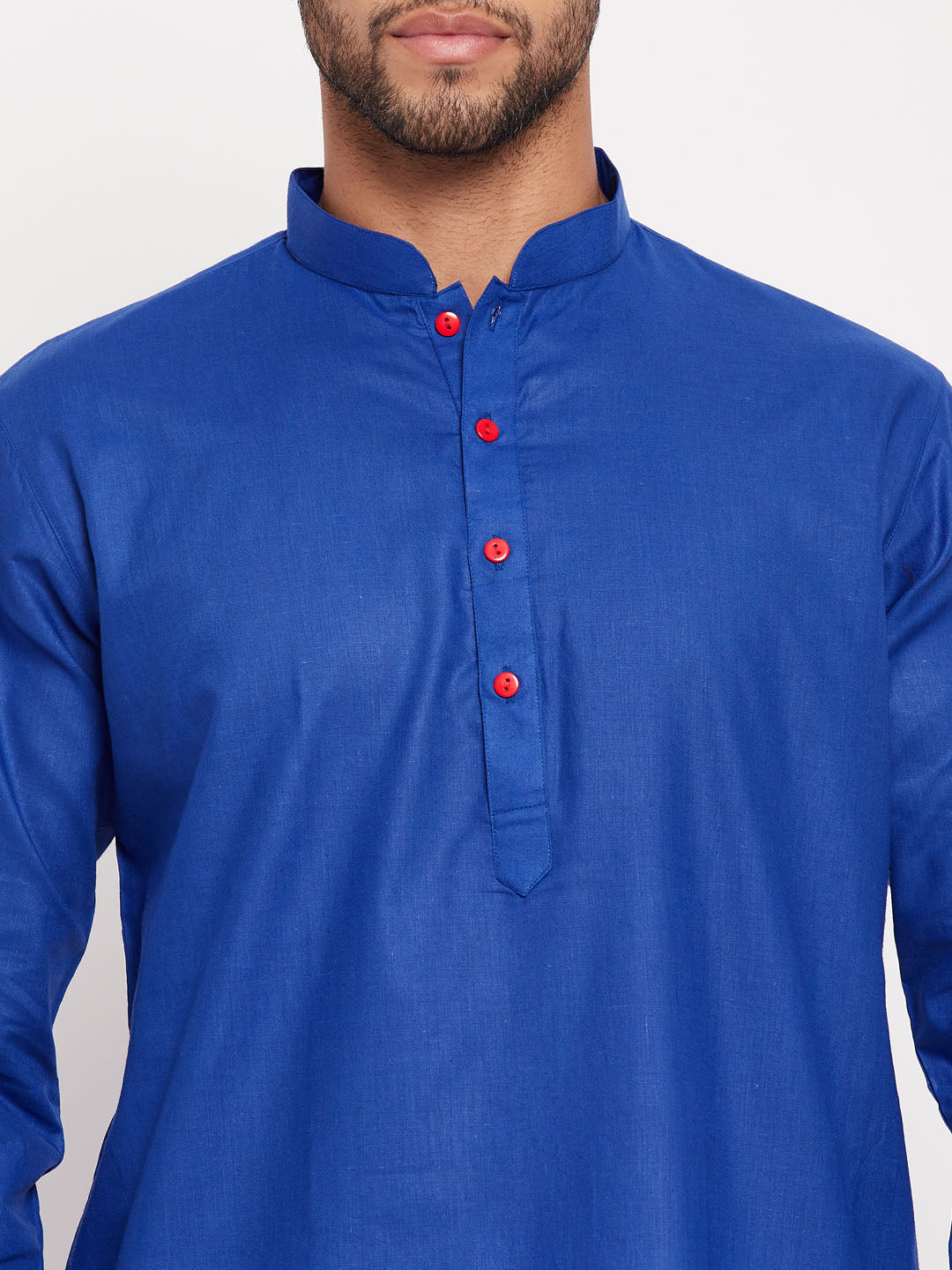 Men's Blue Cotton Straight Kurta Pyjama Set