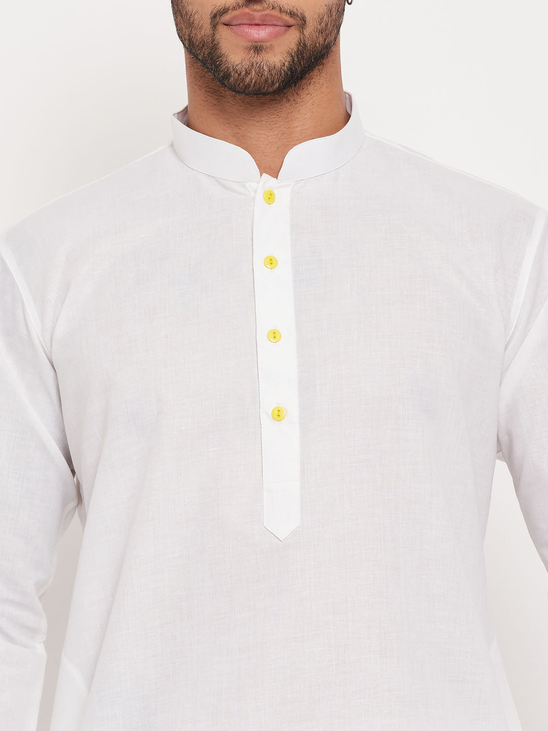 Men's Cream Cotton Straight Kurta Pyjama Set