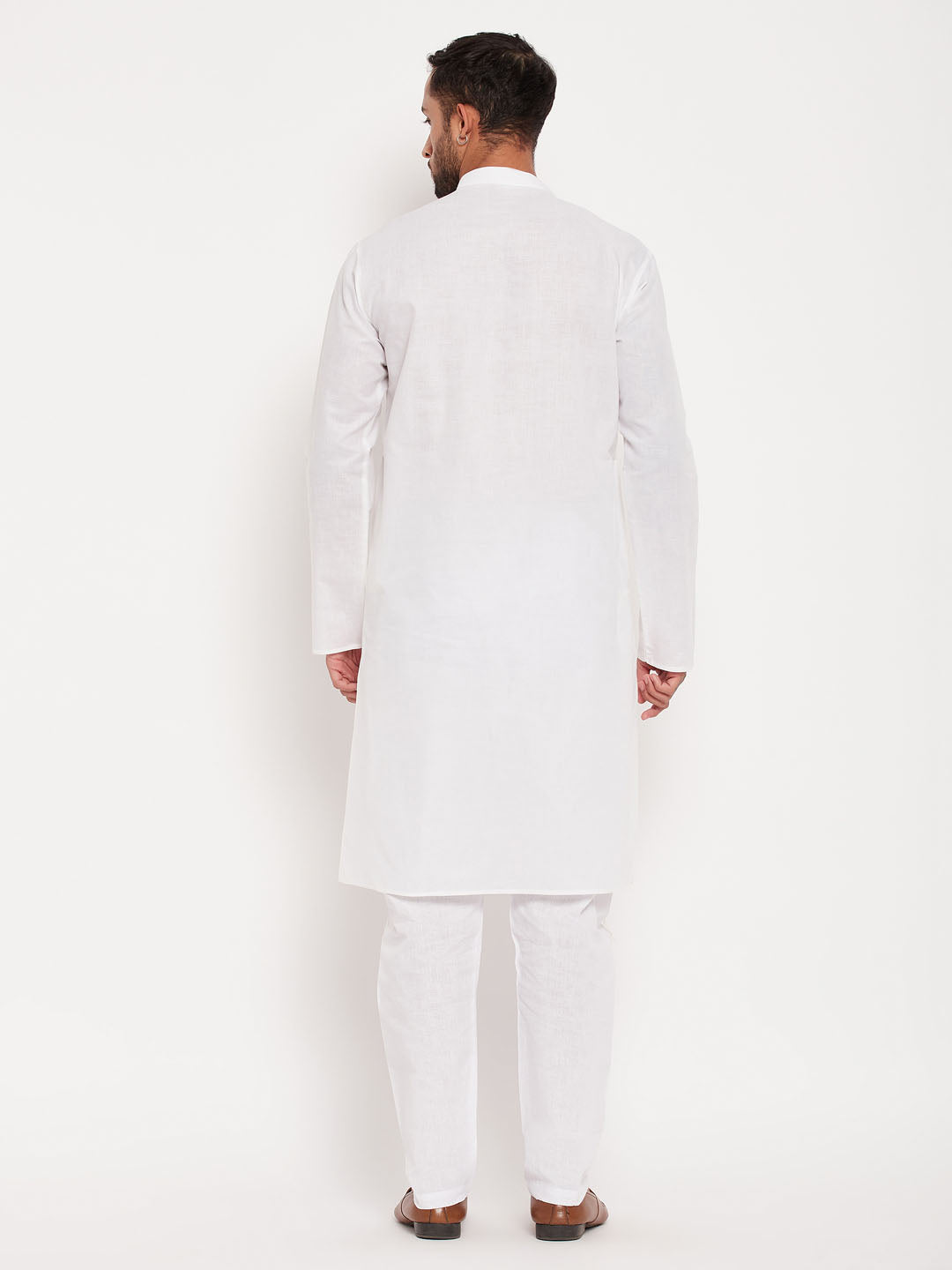 Men's Cream Cotton Straight Kurta Pyjama Set