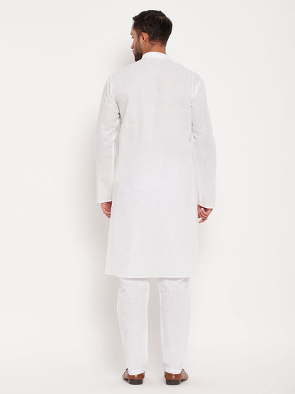 Men's Cream Cotton Straight Kurta Pyjama Set