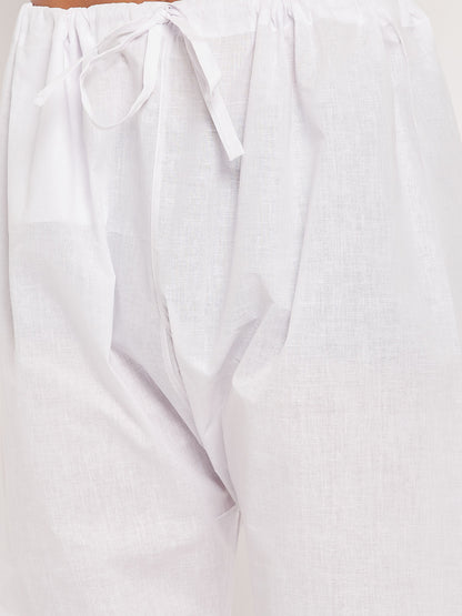 Men's Cream Cotton Straight Kurta Pyjama Set