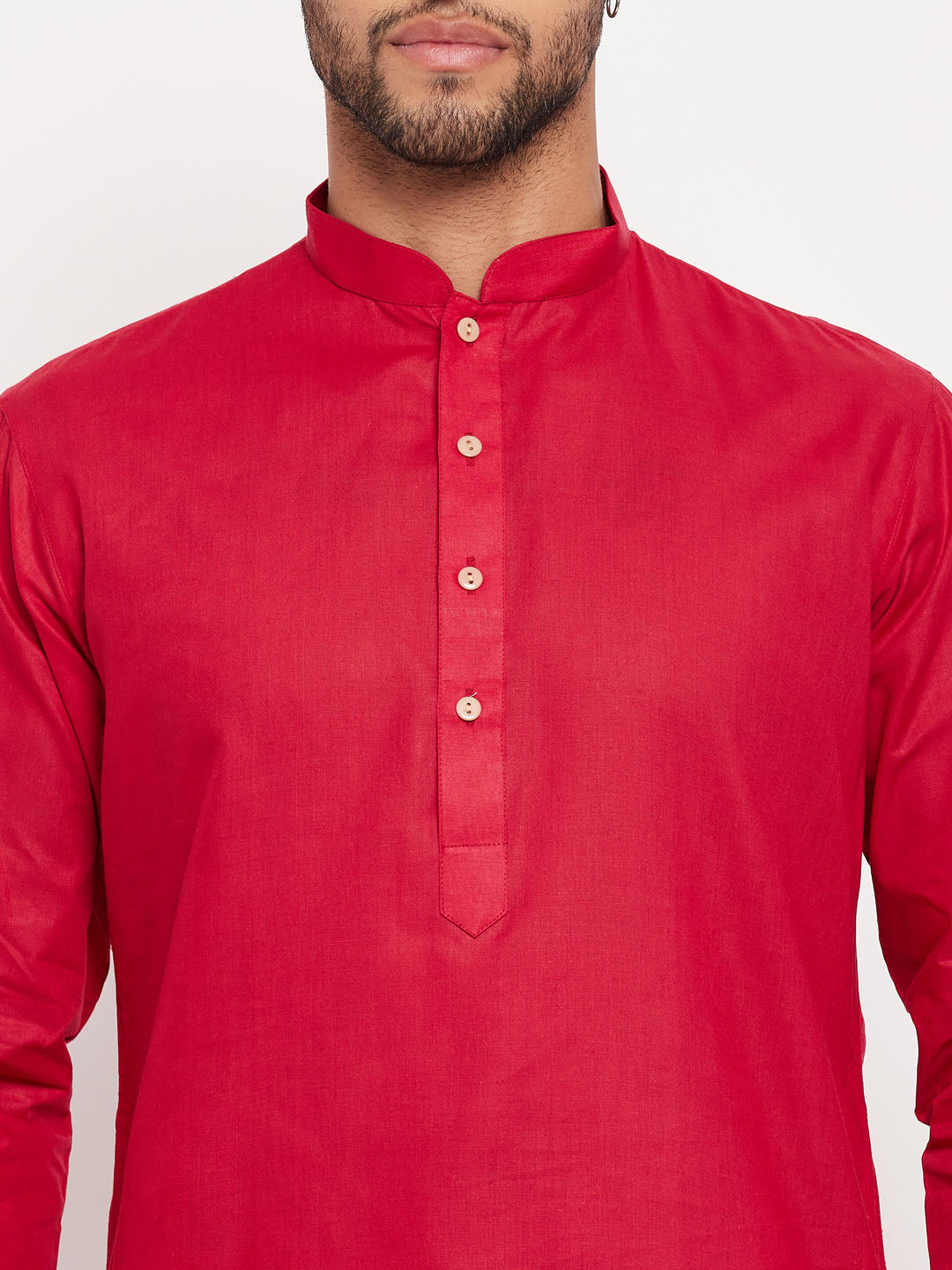 Men's Maroon Cotton Straight Kurta Pyjama Set