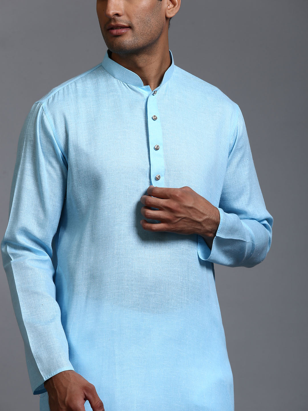 Men's Aqua Cotton Straight Kurta Pyjama Set