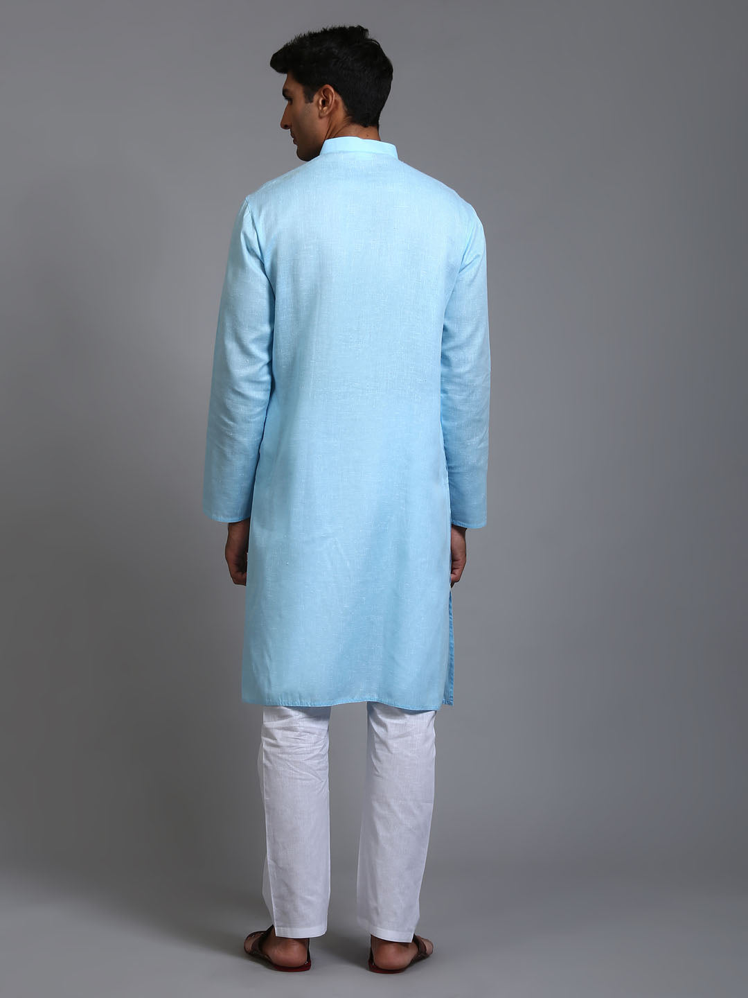 Men's Aqua Cotton Straight Kurta Pyjama Set